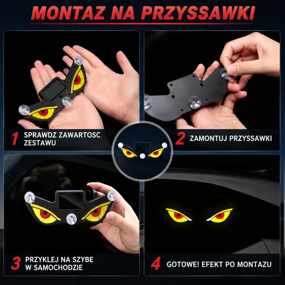 Montaż Oczu LED na przyssawki w 4 krokach